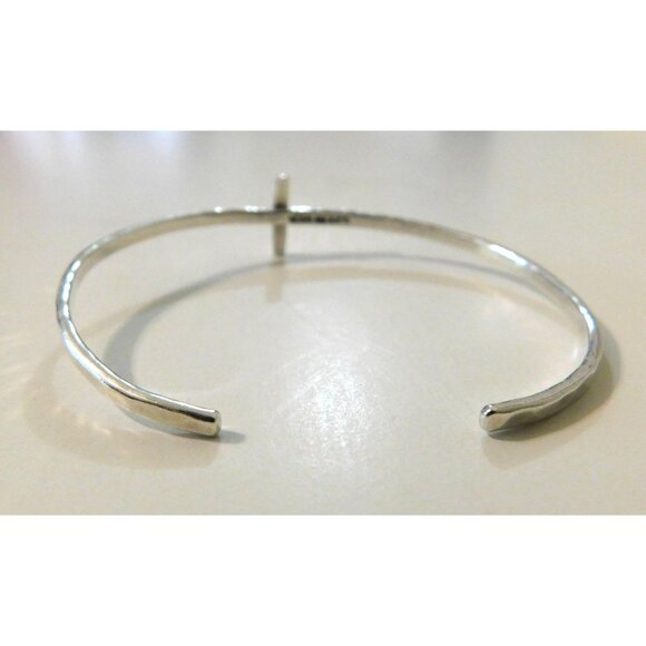 Sterling Silver Horizontal Sideway Cross Cuff Bracelet .925 Mexico - Picture 6 of 8